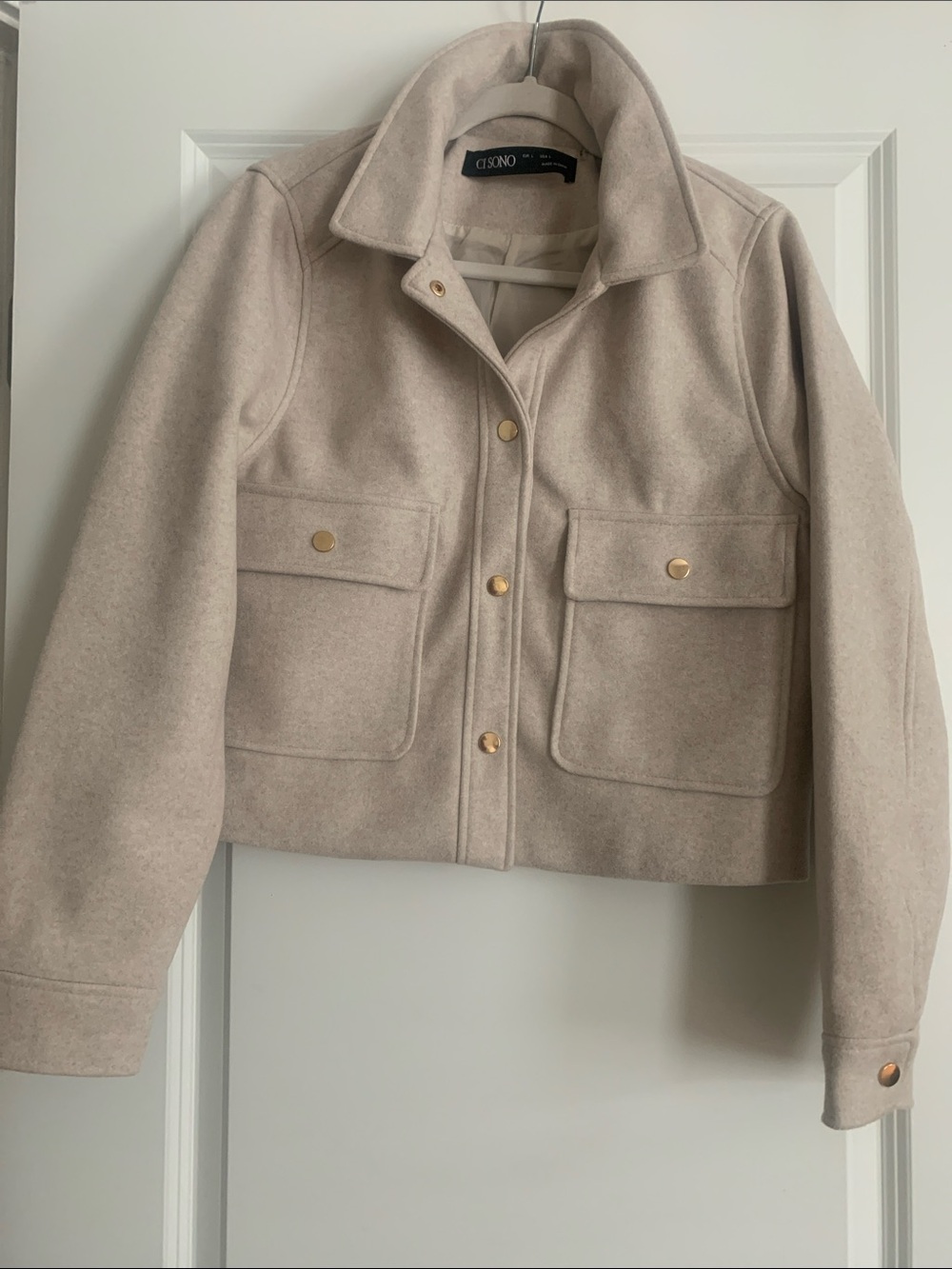 Ci Sono Cream Utility Jacket with Gold Buttons